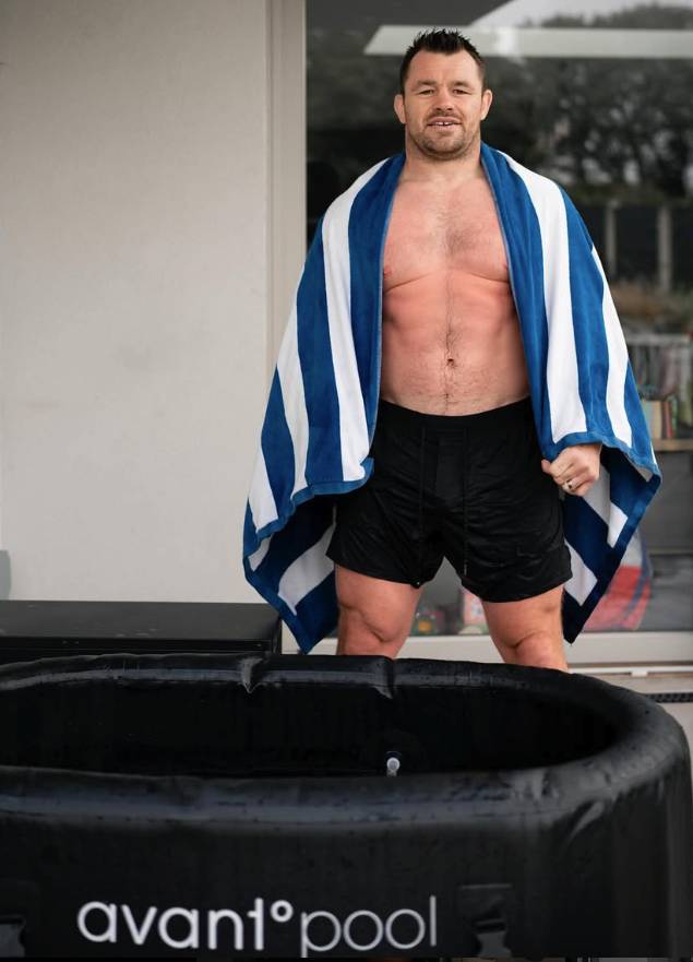 Cian Healy, Irish rugby player, with a C11 ice bath